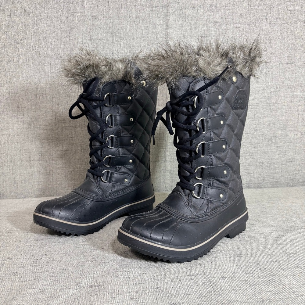 Sorel Tofino II Winter Boots Women 7 Black Excellent Waterproof Faux Fur LL1846